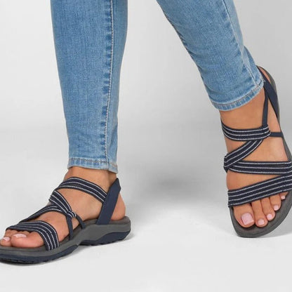 Damen Komfort Sandalen Riemchen Atmungsaktives Material Beige - Eveloria