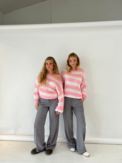Eveloria Damen Pullover Gestreift Plüschbezug