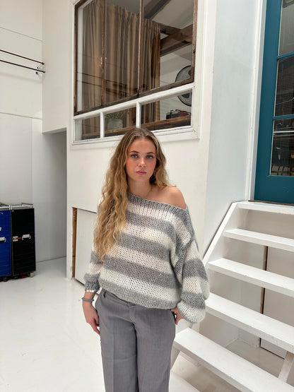 Eveloria Damen Pullover Gestreift Plüschbezug