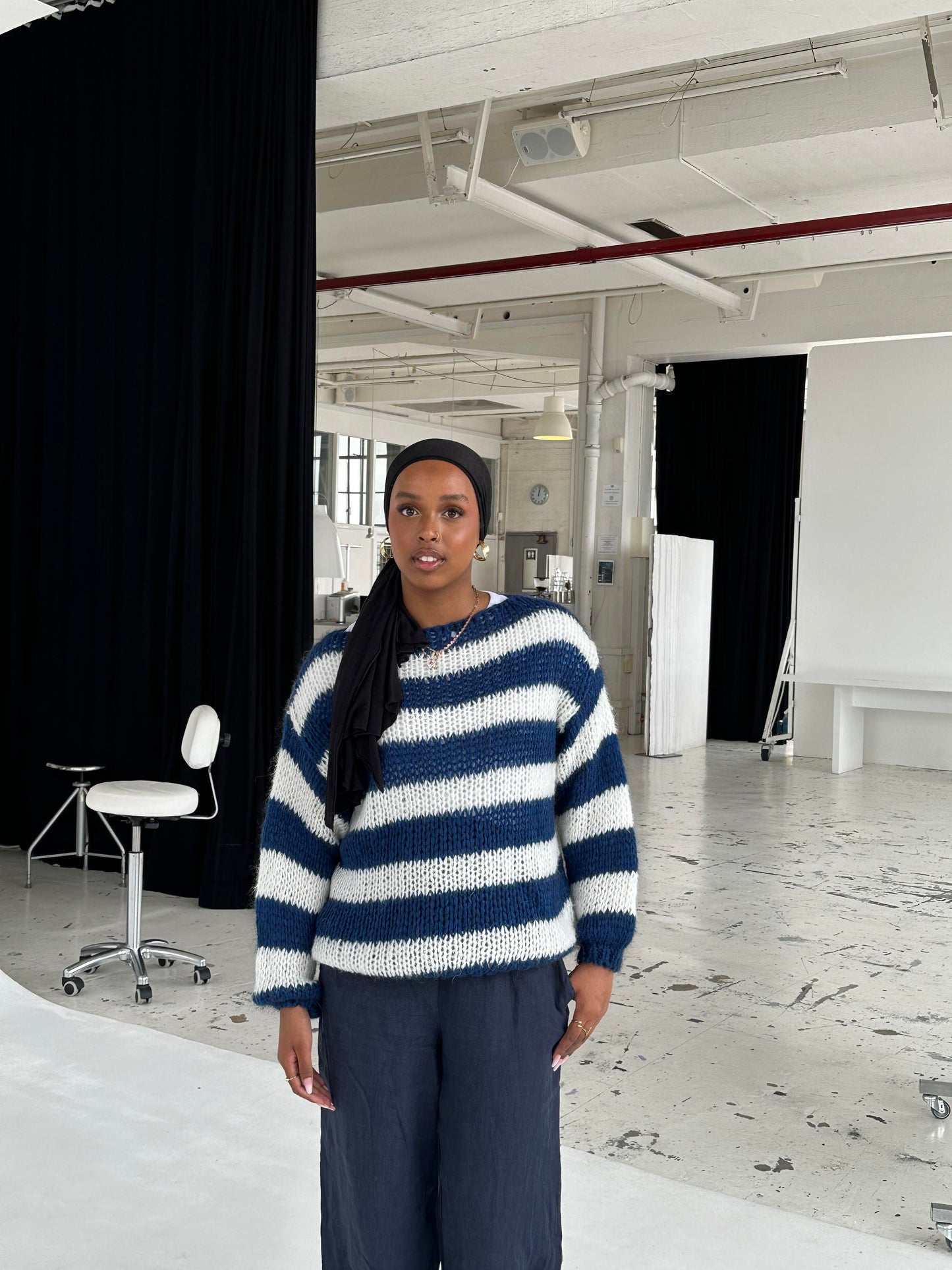 Eveloria Damen Pullover Gestreift Plüschbezug