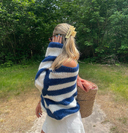 Eveloria Damen Pullover Gestreift Plüschbezug
