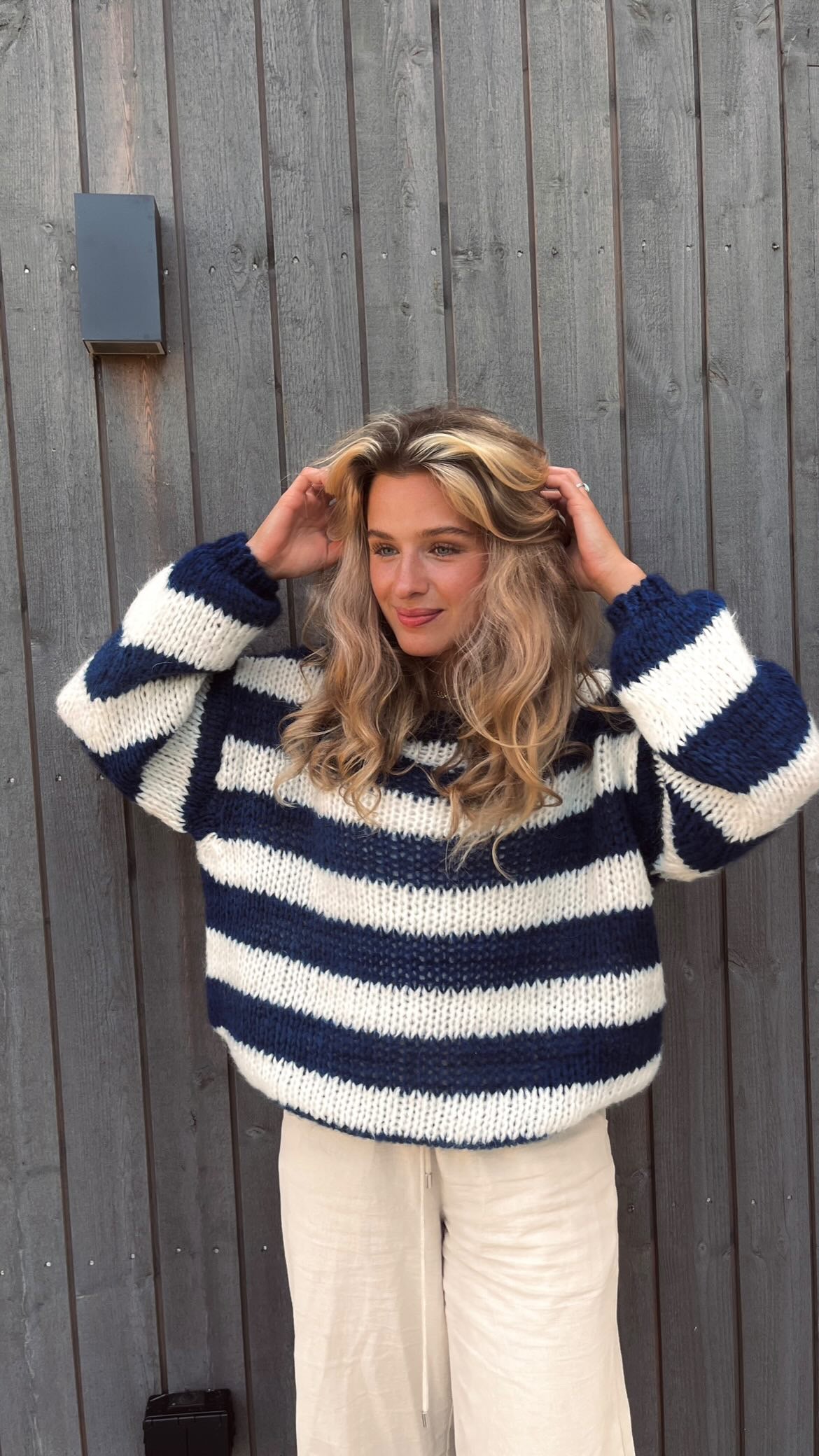Eveloria Damen Pullover Gestreift Plüschbezug