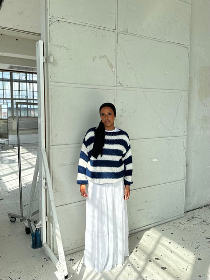 Eveloria Damen Pullover Gestreift Plüschbezug