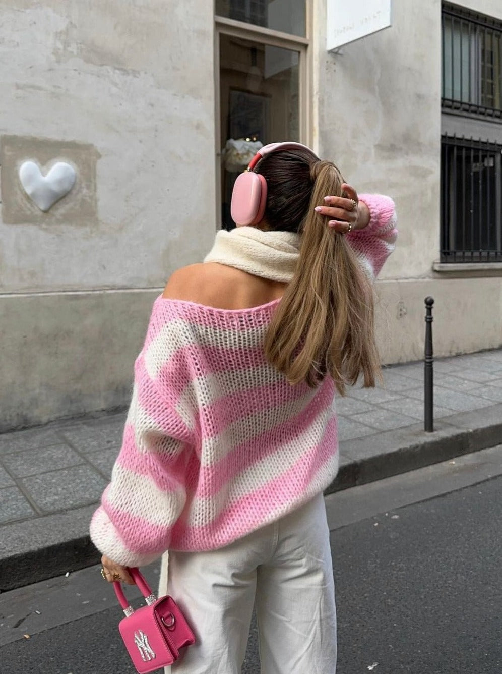 Eveloria Damen Pullover Gestreift Plüschbezug