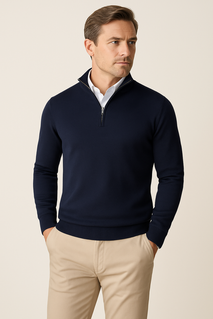 Herren Strickpullover Viertelreißverschluss Polo Jumper - Eveloria