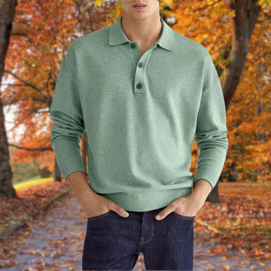 Herren Pullover Polo Kragen Knopfleiste Beige - Eveloria