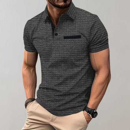 Polo-Shirt | Knopfleiste am Kragen | Brusttasche | T-Shirt mit Kragen | Polo-Shirts für Männer-Grau-S-Chaps Herrenmode