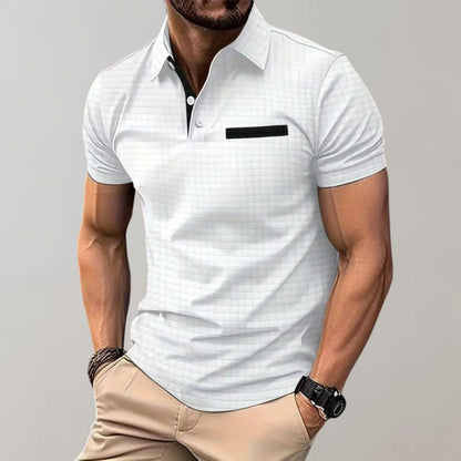 Herren Polo-Shirt Baumwolle Knopfleiste Weiß - Eveloria