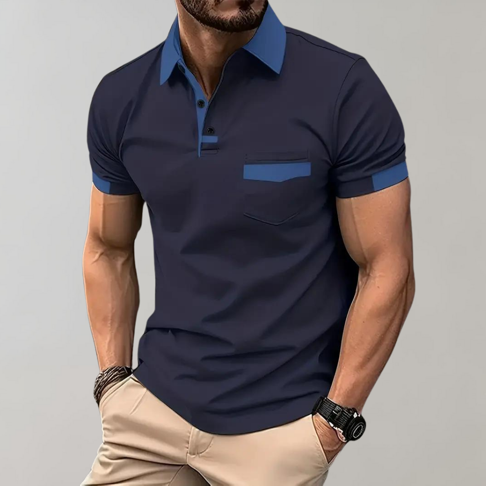 Herren Kurzarm Polo-Shirt mit Knopfleiste und Kragen Weiss - Eveloria