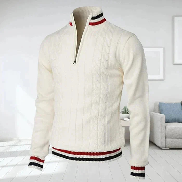Herren Polo-Sweatshirt V-Ausschnitt Halb-Reißverschluss Gestrickt - Eveloria