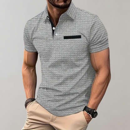 Polo T-Shirt | Collared | Knopfleiste | Kurzarm-Poloshirt | Herren T-Shirt-Hellgrau-S-Chaps Herrenmode