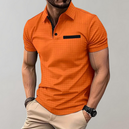Polo T-Shirt | Collared | Knopfleiste | Kurzarm-Poloshirt | Herren T-Shirt-Orange-S-Chaps Herrenmode