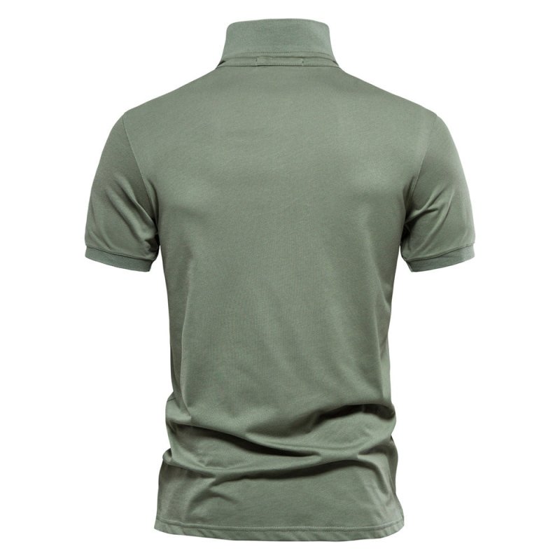 Herren Polo-T-Shirt Halbknopfleiste Umschlagkragen Baumwolle Weiß - Eveloria