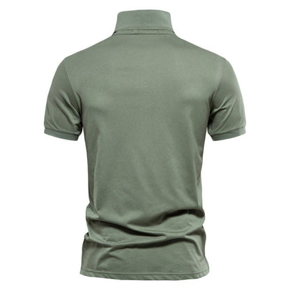 Herren Polo-T-Shirt Halbknopfleiste Umschlagkragen Baumwolle Weiß - Eveloria