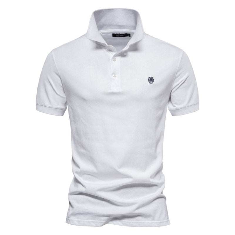 Polo-T-Shirt | Halbknopfleiste | Umgeschlagener Kragen | Polohemden | T-Shirt für Herren-Weiß-S-Chaps Herrenmode