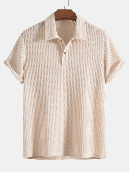 Herren Polo T-Shirt Kurzärmelig Kragen Knopfleiste Weiß - Eveloria