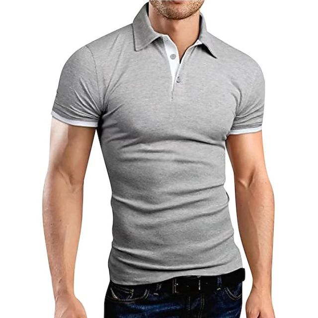 Herren Polohemd Kurzarm Halsband Weiß - Eveloria