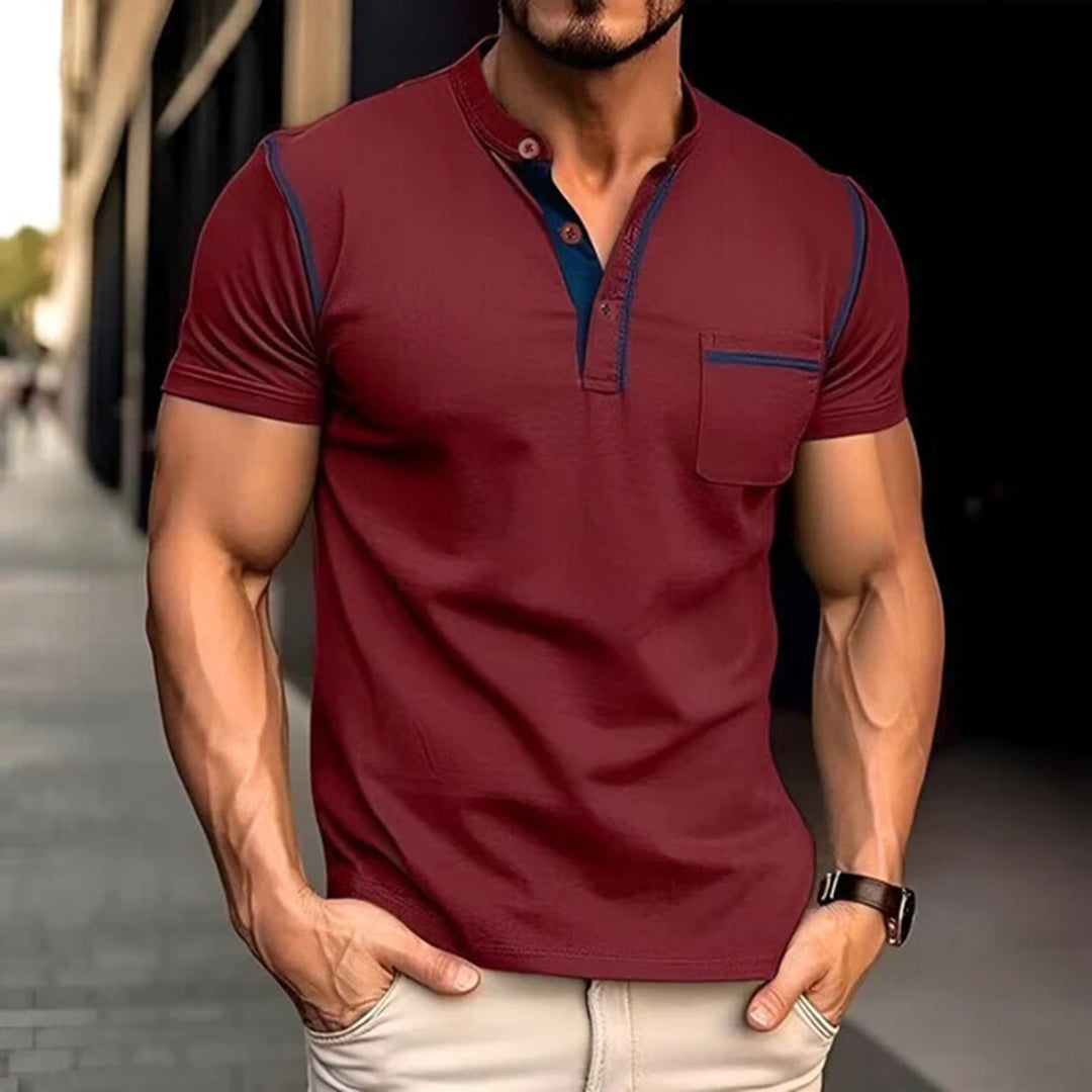Herren Polo T-Shirt Kurzarm Quarter Button Weiß - Eveloria