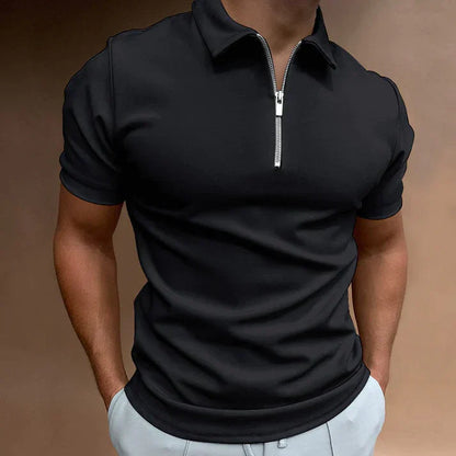 Herren Polo-T-Shirt Kurzarm Viertelreißverschluss Weiß - Eveloria