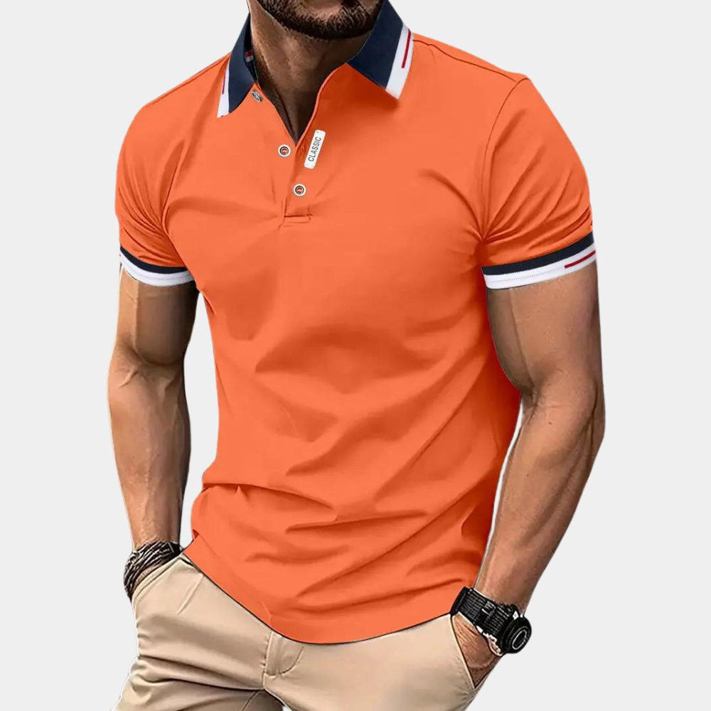 Herren Polo-Shirt Kurzarm Orange Baumwolle - Eveloria