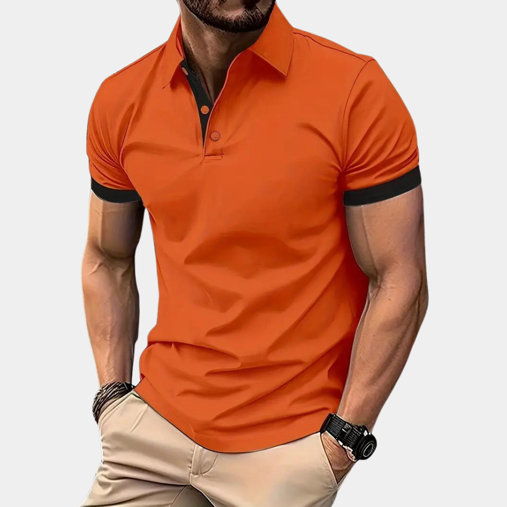 Herren Polo T-Shirt Kurzarm Orange Baumwolle - Eveloria