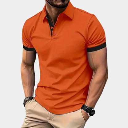 Herren Polo T-Shirt Kurzarm Orange Baumwolle - Eveloria