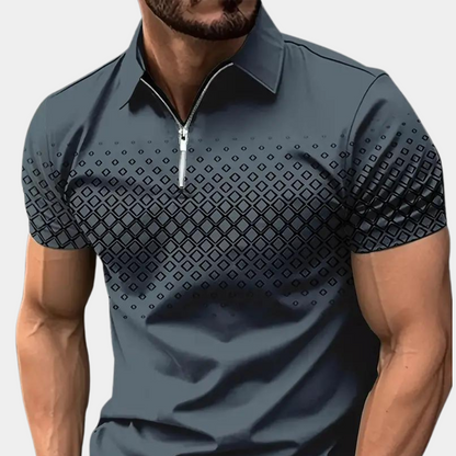 Polo-T-Shirt | Viertelreißverschluss | Kurzarm | T-Shirt mit Kragen | Polohemden für Herren-Marineblau-S-Chaps Herrenmode