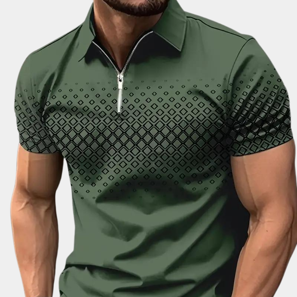 Polo-T-Shirt – Viertelreißverschluss – Reverskragen – Poloshirts – Herrenbekleidung-Grün-S-Chaps Herrenmode