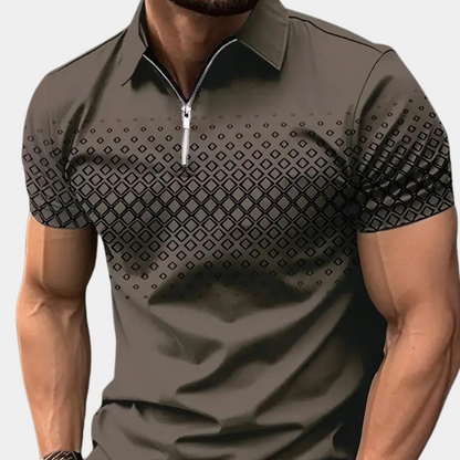 Herren Polo-T-Shirt Viertelreißverschluss Reverskragen Weiß - Eveloria