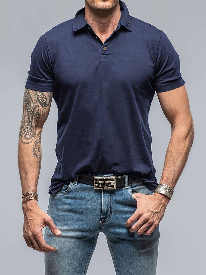 Herren Polo-Shirt Kurzarm Halbknopf Weiß - Eveloria