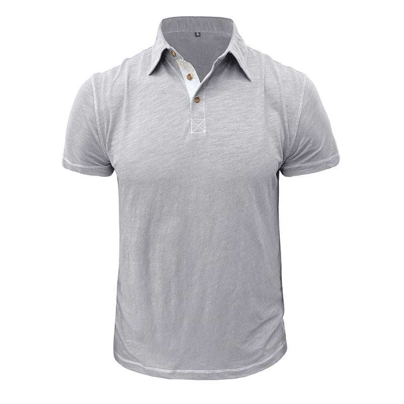 Polohemd – Halbe Knopfleiste – Kurze Ärmel – Polo-T-Shirt – Herren-T-Shirt-Hellgrau-S-Chaps Herrenmode