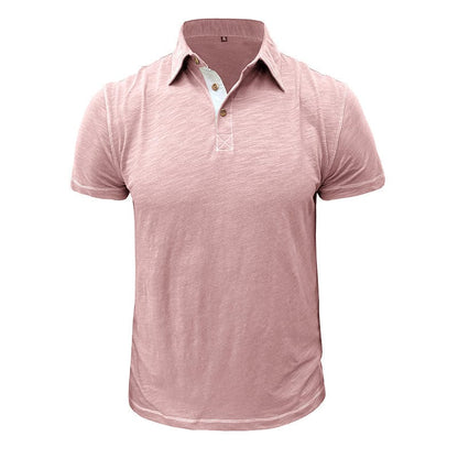 Polohemd – Halbe Knopfleiste – Kurze Ärmel – Polo-T-Shirt – Herren-T-Shirt-Rosa-S-Chaps Herrenmode