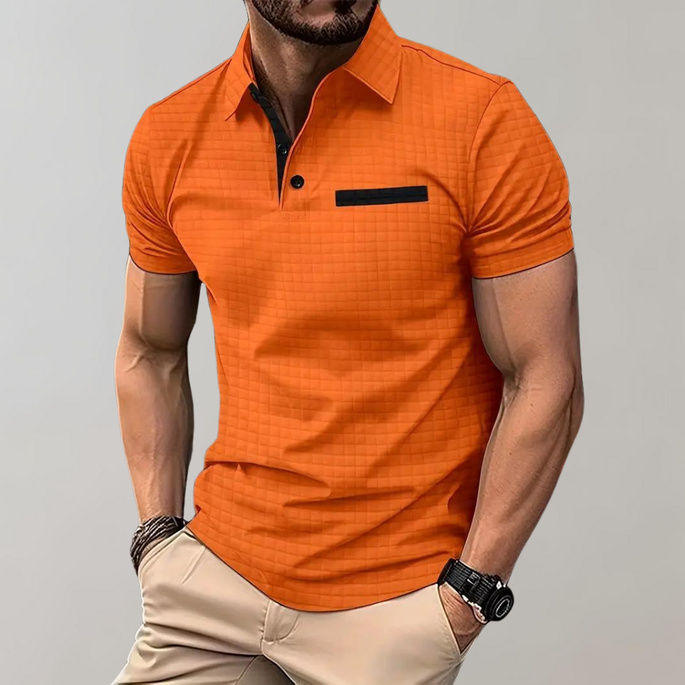 Polohemd - Herren Polohemd mit Knopfleiste für den Sommer-Orange-S-Chaps Herrenmode
