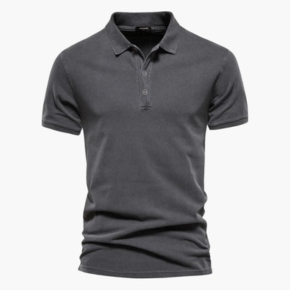 Polohemd – Herren-Polohemd mit kurzen Ärmeln und Knopfleiste am Kragen-Dunkelgrau-S-Chaps Herrenmode