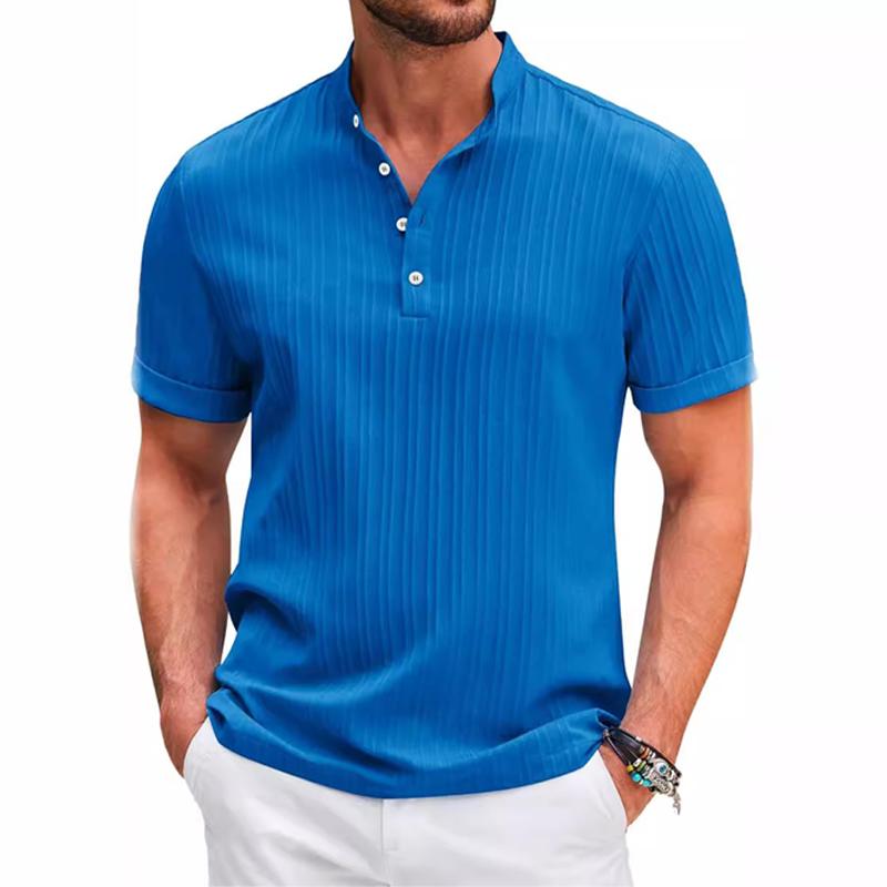 Herren Polohemd Kurzarm Button-Up Weiß - Eveloria