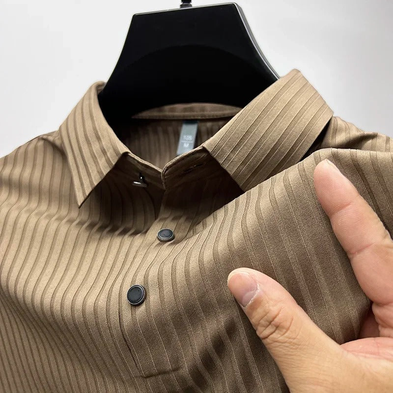 Herren Polohemd Kurzarm Mit Knöpfen Blau - Eveloria