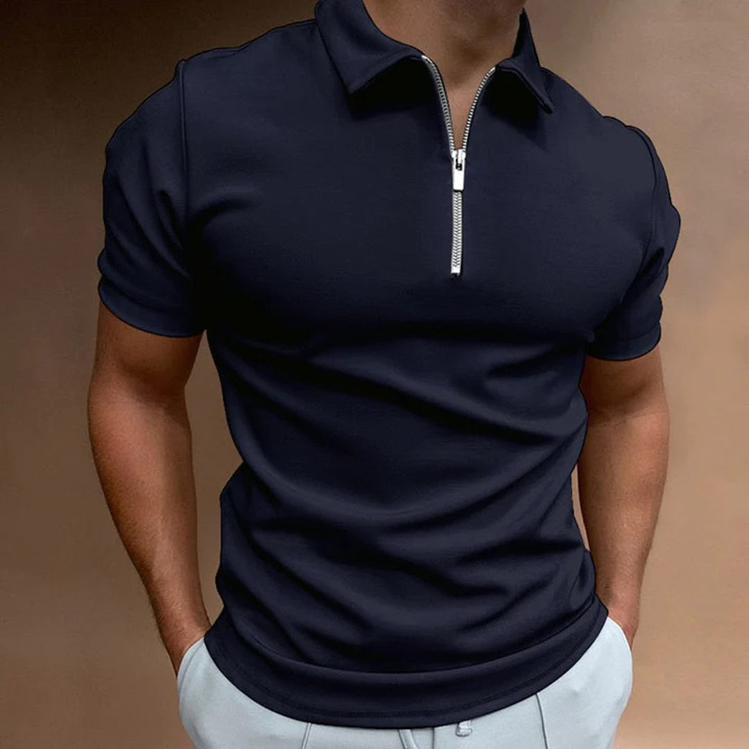 Polohemd | Quarter Zip | Collared | Polo T-Shirt | Herren T-Shirt-Marineblau-S-Chaps Herrenmode