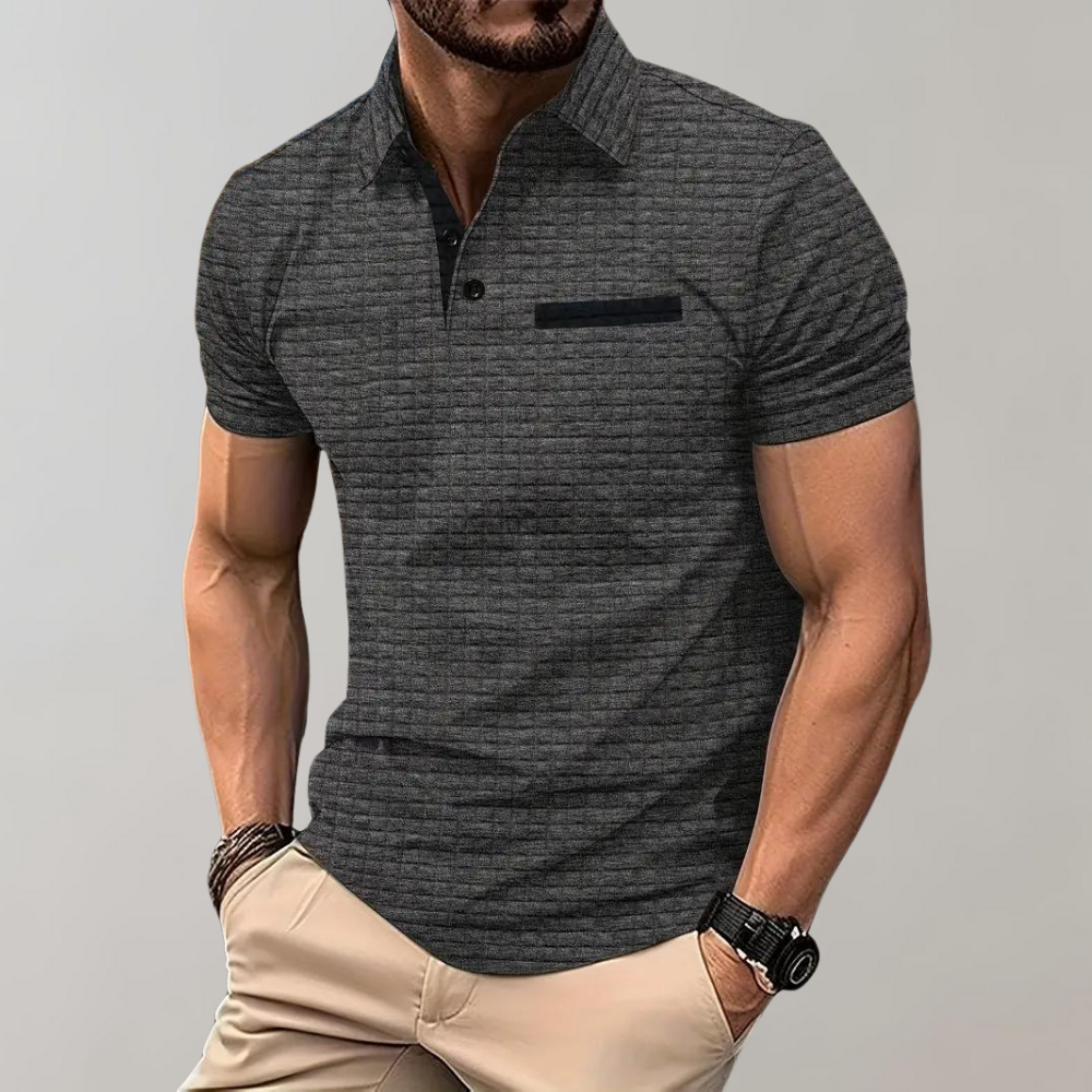 Polohemd für Männer - Kragen - Revers - Polo T-Shirt - Polohemden-Grau-S-Chaps Herrenmode