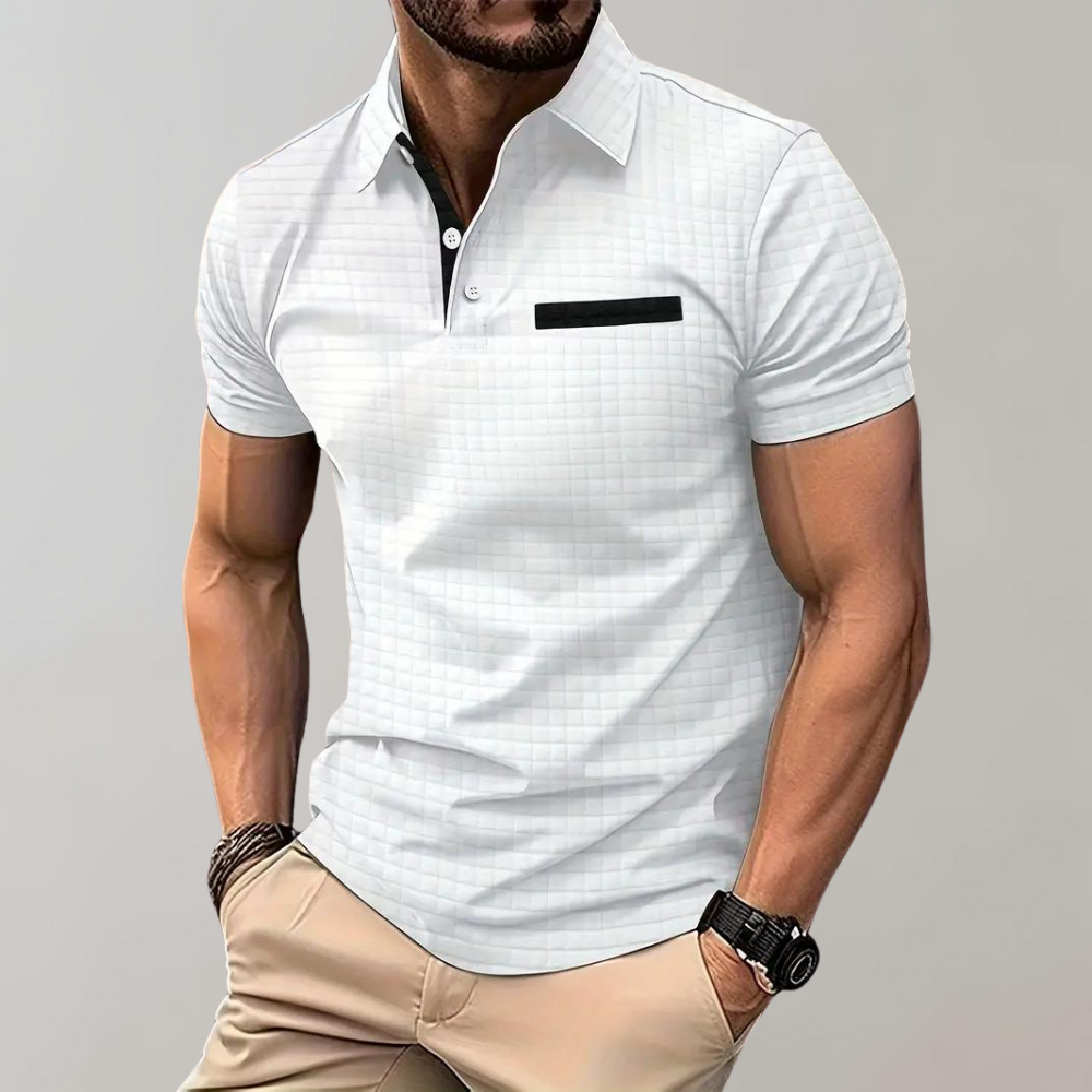 Polohemd für Männer - Kragen - Revers - Polo T-Shirt - Polohemden-Weiß-S-Chaps Herrenmode