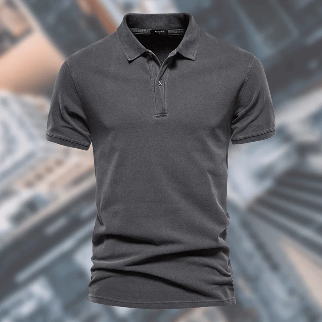 Polohemd - mit Kragen - kurze Ärmel - T-Shirt mit Knopfverschluss - Herren T-Shirts-Grau-XS-Chaps Herrenmode