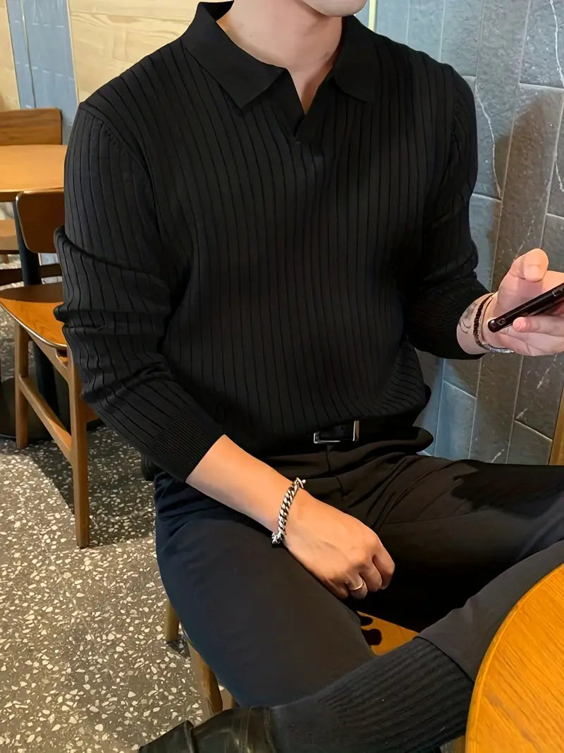 Polopullover | Collared | Smart Casual | Strickpullover | Herrenbekleidung-Schwarz-M-Chaps Herrenmode