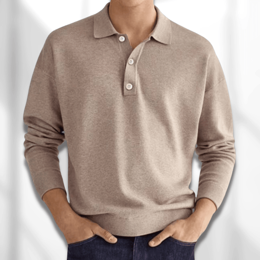 Herren Langarm-Polopullover Mit Kragen - Eveloria