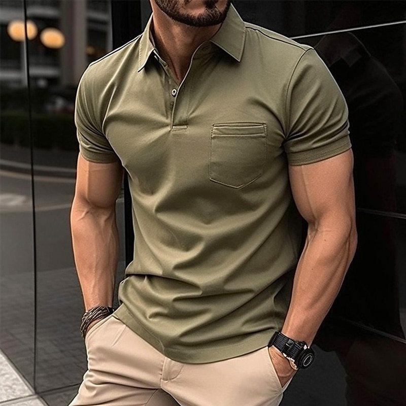 Poloshirt - Kurzarm-Polo-T-Shirt für Männer mit Brusttasche-Grün-XS-Chaps Herrenmode