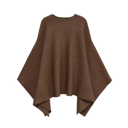 Damen Gestrickter Poncho Rundhalsausschnitt - Eveloria
