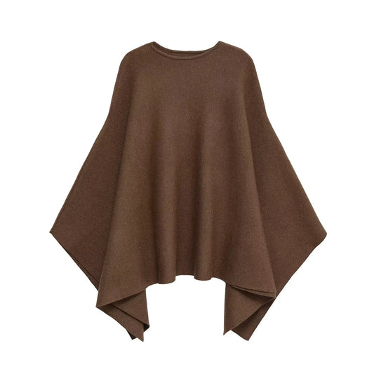 Damen Gestrickter Poncho Rundhalsausschnitt - Eveloria
