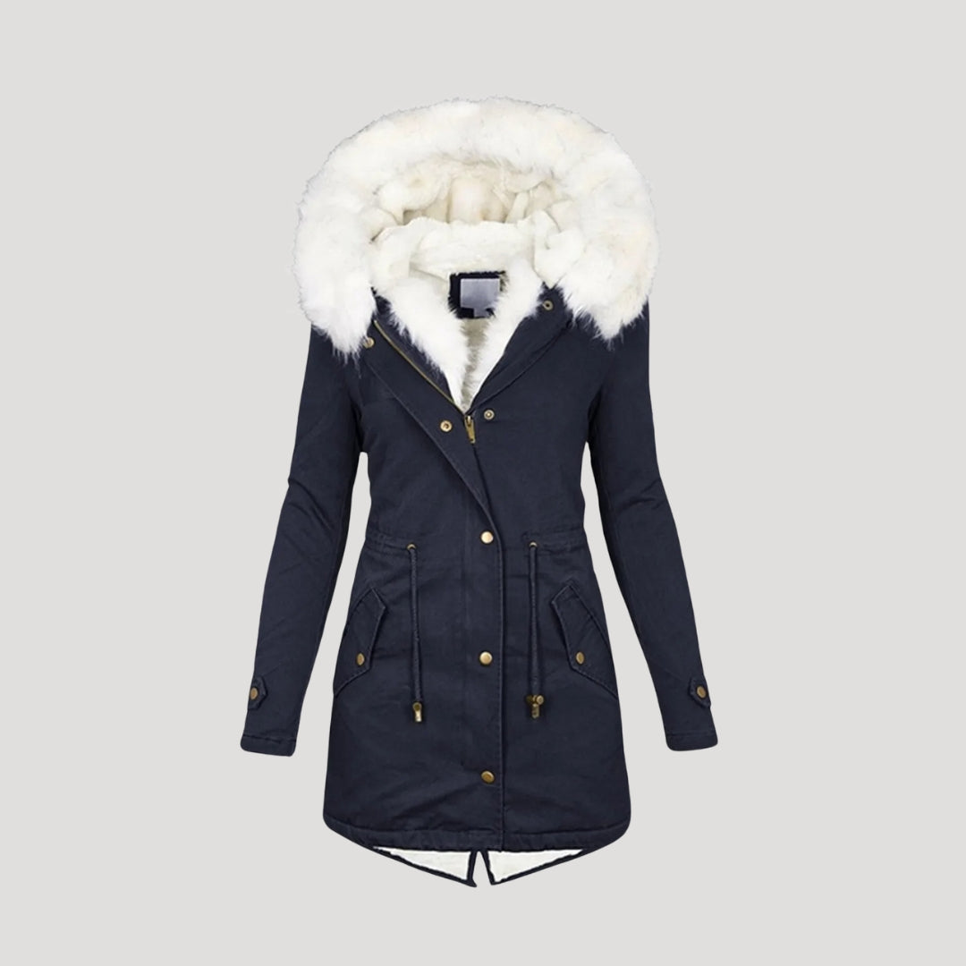 Damen Winterparka Gefüttert Kunstpelzkapuze