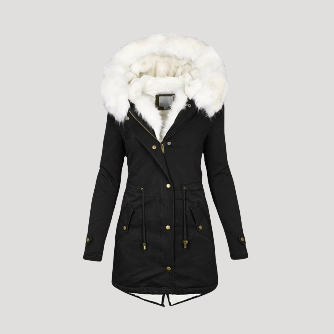 Damen Winterparka Gefüttert Kunstpelzkapuze
