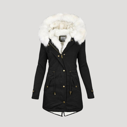 Damen Winterparka Gefüttert Kunstpelzkapuze