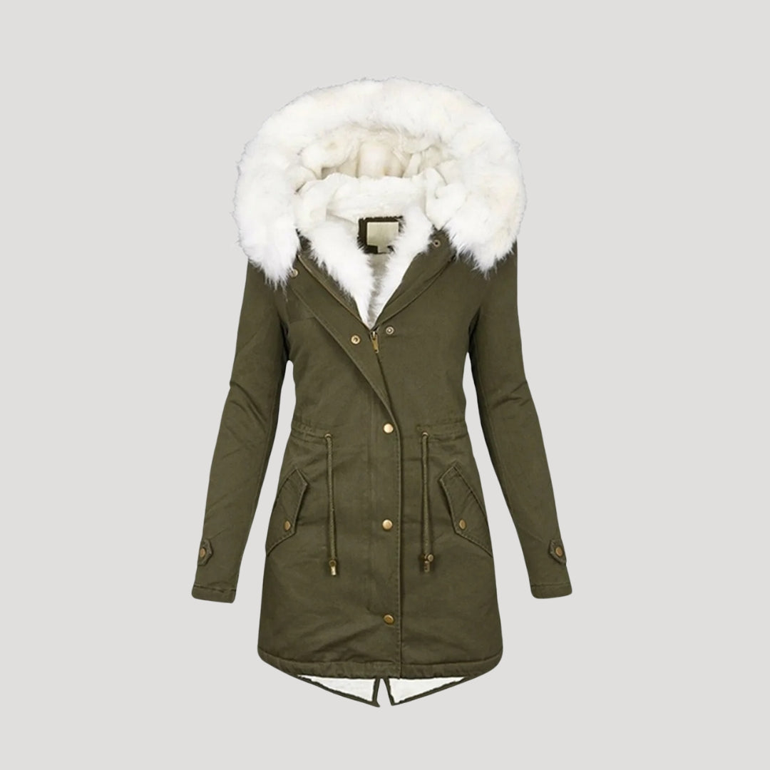 Damen Winterparka Gefüttert Kunstpelzkapuze