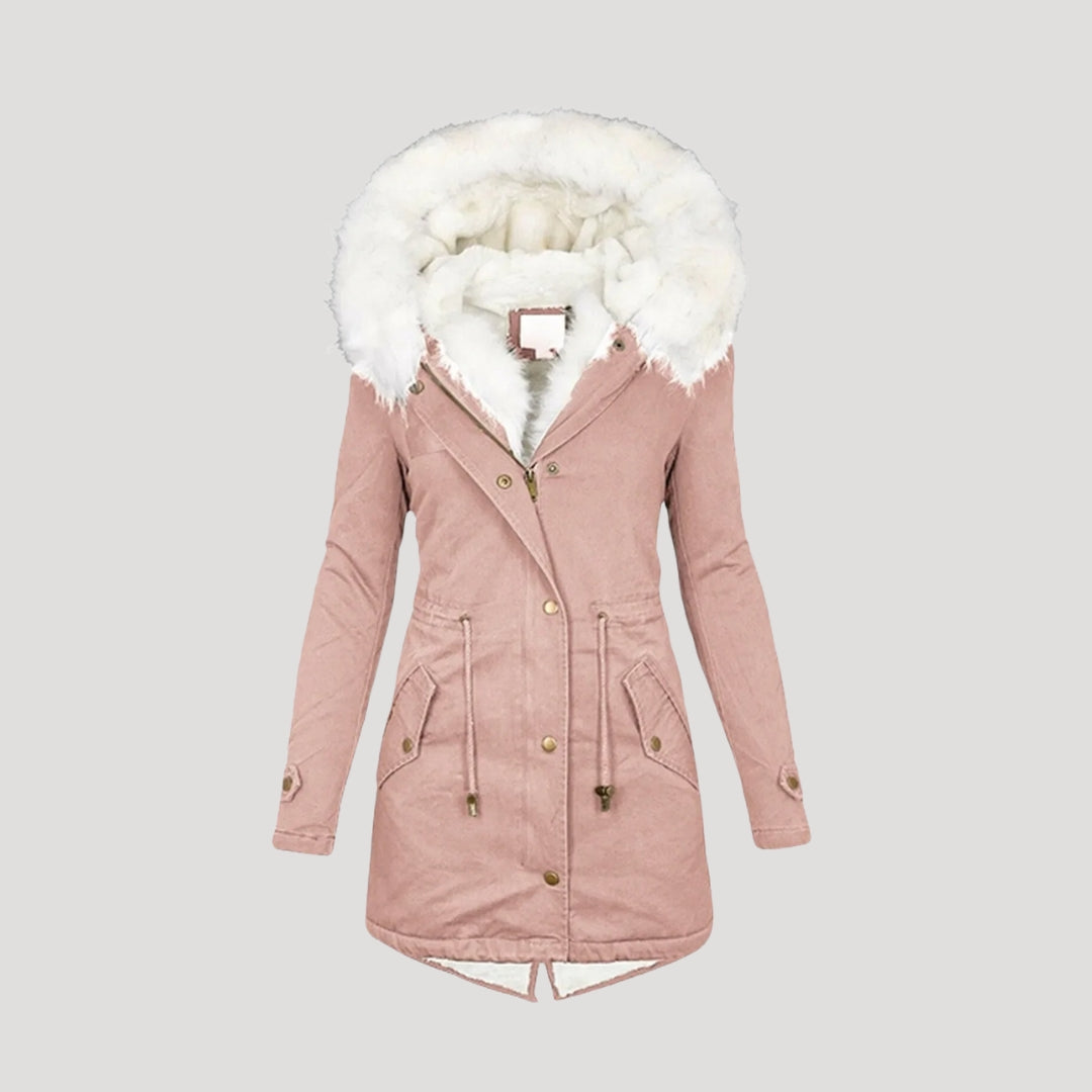 Damen Winterparka Gefüttert Kunstpelzkapuze